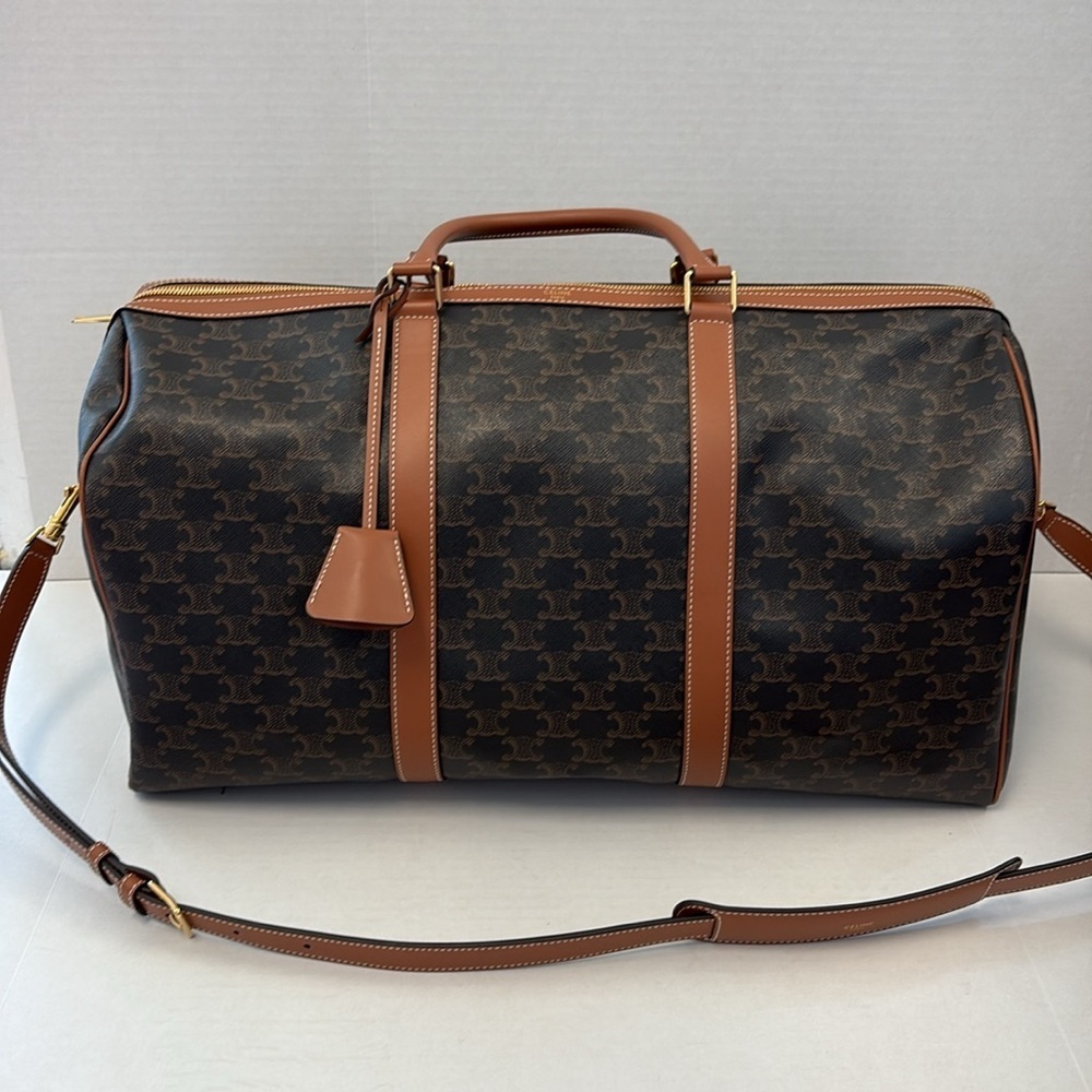 Celine Large Voyage TRAVEL DUFFLE BAG IN TRIOMPHE CANVAS AND CALFSKIN